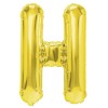 Balon folie metalizata litera h, flippy, 40 cm, umflati cu heliu sau aer, ambalaj individual, pai inclus, auriu