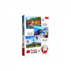 SET PUZZLE TREFL 3 X 500 PORTOFINO SANTORINI CAPPADOCIA foto