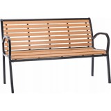 Banca de gradina cu cadru metalic, sezut si spatar rezistent din PVC imitatie lemn, 125x60x80 cm, maro Household NewTrend