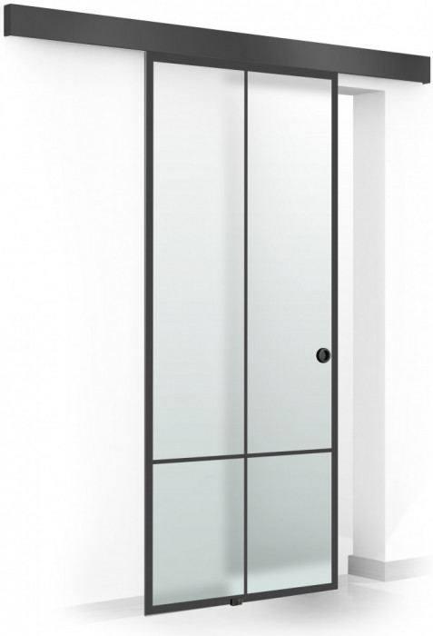 Usa glisanta Boss &reg; Black, model Club negru, 90x215 cm, sticla 8 mm mata securizata, culisanta in ambele directii
