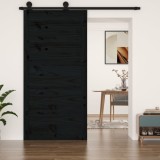 Cumpara ieftin Ușă de hambar, negru, 100x1,8x204,5 cm, lemn masiv de pin