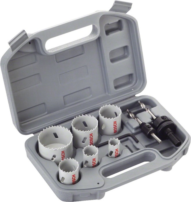 Bosch Set 9 accesorii, 6 carote BiMetal cu D20-68mm, 2 adaptoare hexagonale, 1 cheie hexagonala ProAdvanced PowerfulTools