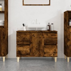 vidaXL Dulap de chiuvetă, stejar afumat, 80x33x60 cm, lemn prelucrat 821273