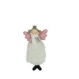 Ornament de craciun ingeras, flippy, alb, textil, 34 cm