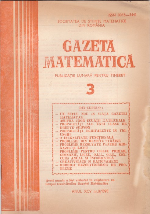 GAZETA MATEMATICA - Nr. 3 / 1990