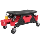 HOMCOM Taburet de atelier mobil 135 kg, taburet de mecanic cu roti rotative 360&deg; cu rafturi, 86x33x33cm, rosu | Aosom Romania