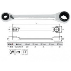 CHEIE INELARA DUBLA CU CLICHET 10X13X17X19mm, YATO YT-4945