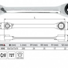 CHEIE INELARA DUBLA CU CLICHET 10X13X17X19mm, YATO YT-4945