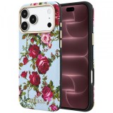 Husa MagSafe pentru Apple iPhone 18 Pro Max / 17 Pro Max, Guess, Blossom Roses Print, Bleu