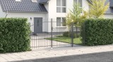 vidaXL Poarta de grădină cu v&acirc;rfuri gri 175x400 cm din oțel