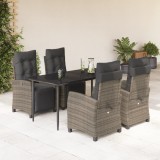 Set mobilier de gradina cu perne, 5 piese, gri, poliratan GartenMobel Dekor, vidaXL