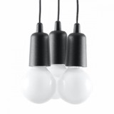 Lampa Suspendată Diego Negru Pvc 3 Becuri Neregulate Modernă De Interior