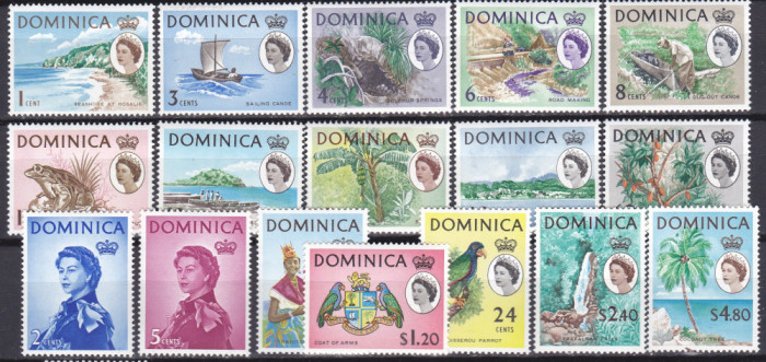 DB1 Dominica 1963 - 67 Uzuale Ocupatii Papagali Broaste 17 v. MNH