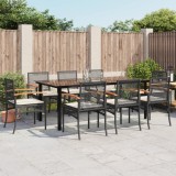 VidaXL Set mobilier de grădină cu perne, 9 piese, negru, poliratan