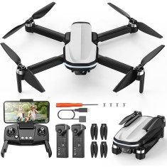 Drona HS280D cu Telecomanda, Camera 1080P HD, WiFi, Retur Automat, Flux Optic, Control Vocal, 360&deg;, 28 min, Pliabila, USB, 2 Baterii, Alb/Negru