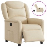 Fotoliu rabatabil electric, crem, material textil