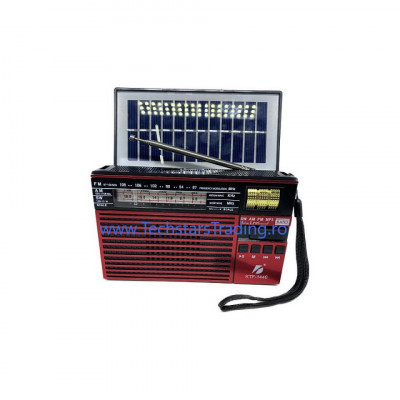 Radio solar cu lanterna, bluetooth, acumulator 3.7v 18650, USB, TF, AM, FM, SW, foto