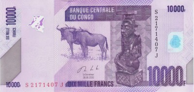 Bancnota Congo 10.000 Franci 2020 - P103c UNC foto