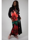 Cumpara ieftin Rochie Maxi Hibiscus cu Buzunare, Maneca Lunga, Multicolor, Talie Unica (S-XL), Stil Italian Elegant, Poliester &amp; Elastan