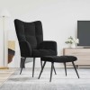 VidaXL Scaun de relaxare cu taburet, negru, catifea 328090
