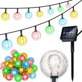Ghirlandă solară decorativă cu felinare, 10 felinare colorate, panou solar 2V 100mAh, baterie 1.2V 400mAh, impermeabilitate IP44, 7 moduri de iluminar, Gardlov