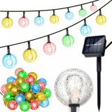 Ghirlandă solară decorativă cu felinare, 10 felinare colorate, panou solar 2V 100mAh, baterie 1.2V 400mAh, impermeabilitate IP44, 7 moduri de iluminar