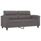 Cumpara ieftin Canapea cu 2 locuri, gri, 140 cm, piele ecologica