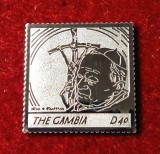 ✅Gambia 2005, Papa Ioan Paul II, timbru din argint/embosat, Mi. 5563/6 Euro,MNH