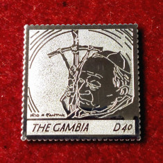 Gambia 2005, Papa Ioan Paul II, timbru din argint/embosat, Mi. 5563/6 Euro,MNH