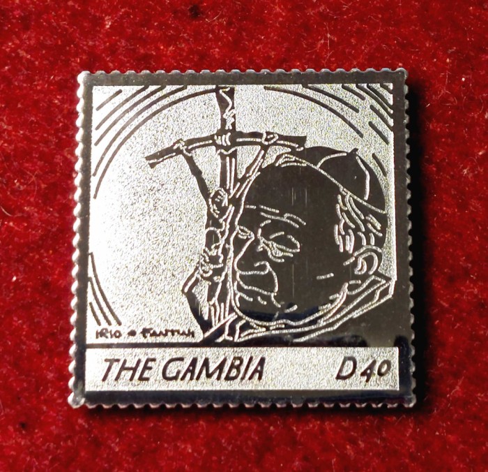 ✅Gambia 2005, Papa Ioan Paul II, timbru din argint/embosat, Mi. 5563/6 Euro,MNH