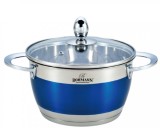 Cumpara ieftin Cratita din inox, 4.6l, 22cm, capac sticla termorezistent, inclusiv inductie, Bohmann, Albastru