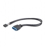 Cablu si adaptor pentru PC Gembird CC-U3U2-01, USB 2.0 de 9 pini la USB 3.0 de 19 pini, 30 cm, Negru