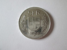 Elvetia 5 Francs 1932 argint foto