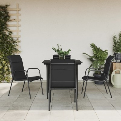 vidaXL Set mobilier de grădină, 5 piese, negru, oțel și textilenă foto
