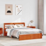 vidaXL Cadru de pat cu headboard 2 pcs Maroniu cerat Lemn de pin masiv 3422752
