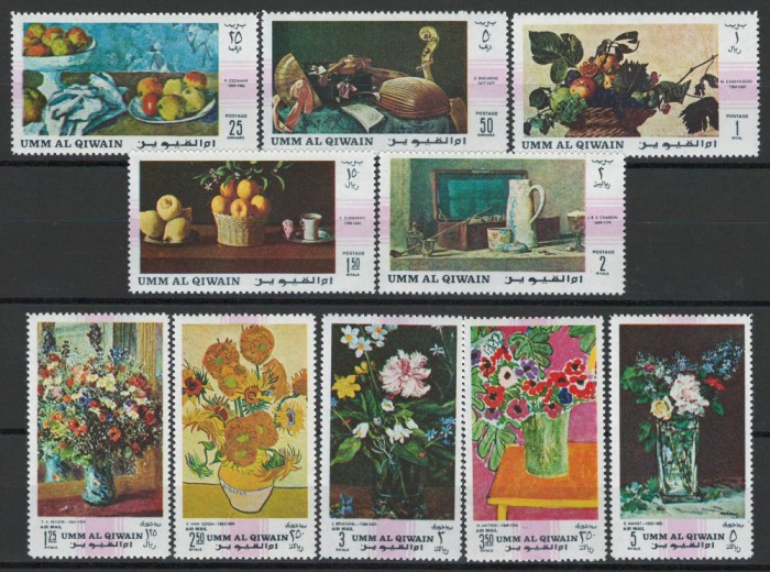 Umm al Qiwain 1968 Mi 275/84 MNH - Natura moarta a vechilor maestri