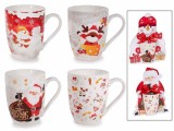 Set 4 cani Craciun portelan multicolor &Oslash; 8 x 10,5 H, 300 ml