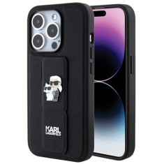 Husa pentru iPhone 14 Pro - Karl Lagerfeld Saffiano Gripstand (KLHCP14LGSAKCPK) - Karl&amp;Choupette