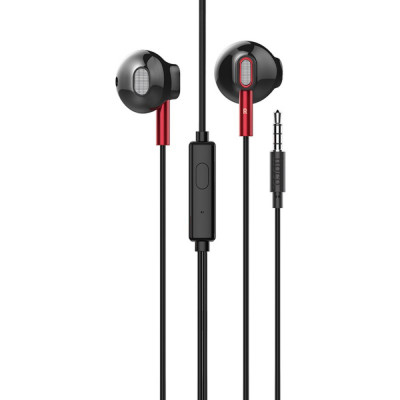 Casti in-ear cu microfon, HOCO Sky Sound M57, pentru smartphone, conector jack 3.5mm 4 pini, cablu 115 cm, negre foto