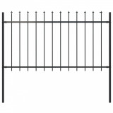 VidaXL Gard de grădină cu v&acirc;rf suliță, negru, 1,7 x 1 m, oțel