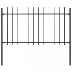 vidaXL Gard de grădină cu v&acirc;rf suliță, negru, 1,7 x 1 m, oțel