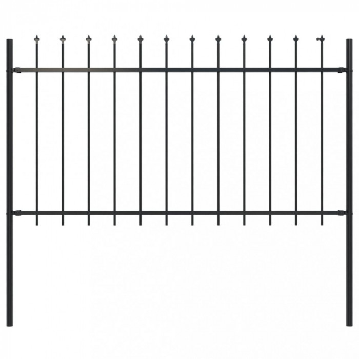 vidaXL Gard de grădină cu v&acirc;rf suliță, negru, 1,7 x 1 m, oțel