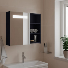 vidaXL Dulap cu oglindă de baie cu lumină LED, gri, 60x13x52 cm