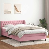 vidaXL Pat box spring cu saltea, roz, 160x220 cm, catifea 3317828