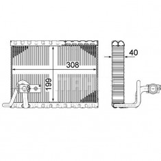 Evaporator aer conditionat Citroen C4 2004-2010, Ds5 2011-; Ds 5 2015-; Peugeot 3008 2008-2016, 5008 2009-2016, 240x305x40mm, MAHLE AE124000P