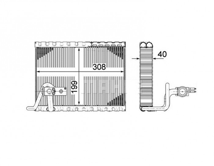 Evaporator aer conditionat Citroen C4 2004-2010, Ds5 2011-; Ds 5 2015-; Peugeot 3008 2008-2016, 5008 2009-2016, 240x305x40mm, MAHLE AE124000P