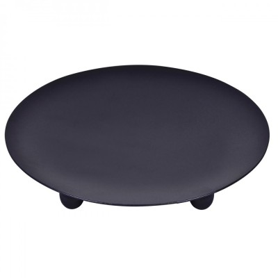Suport Metalic Lumanare, Model Rotund, 3 Locuri, Negru, Diametru 15cm foto