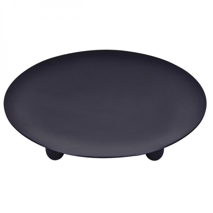 Suport Metalic Lumanare, Model Rotund, 3 Locuri, Negru, Diametru 15cm