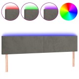 Cumpara ieftin Tablie de pat cu LED, gri inchis, 180x5x78/88 cm, catifea