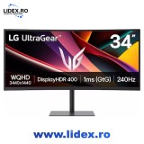 Monitor gaming curbat LG 34" 240Hz VA 1ms 34G630A-B WQHD 3440x1440 HDMI DisplayPort Boxe negru